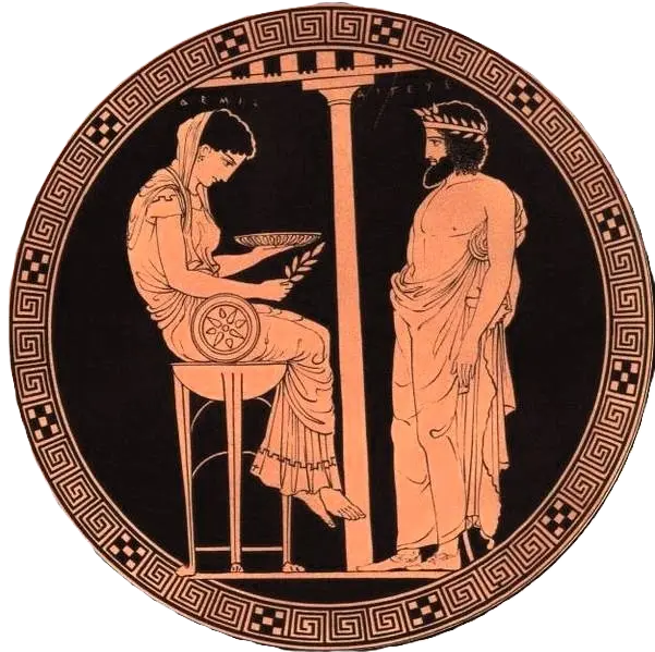 The Oracle of Delphi with the priestess Pythia